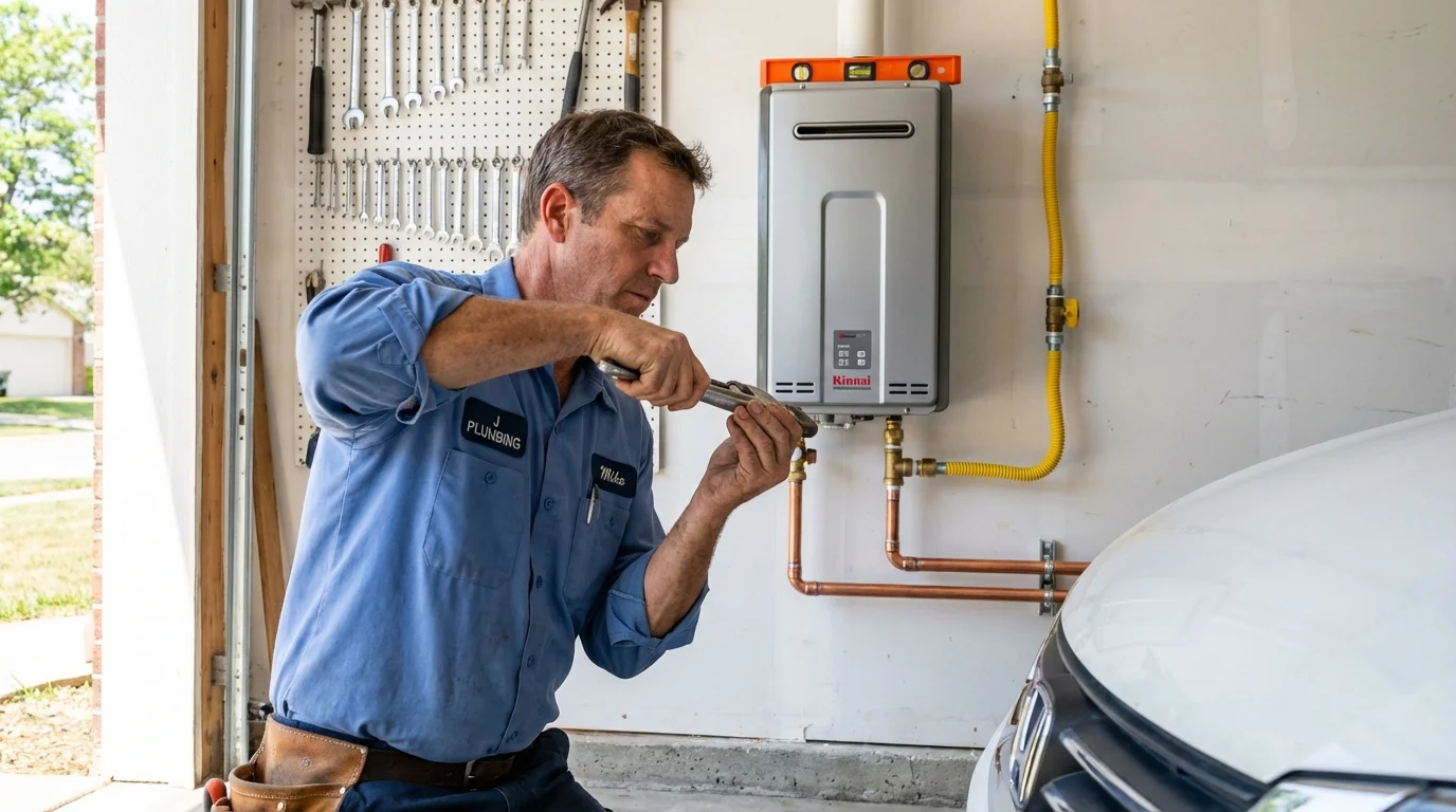 Tankless water heater installation by a Johns Plumbing LLC plumber in Branson